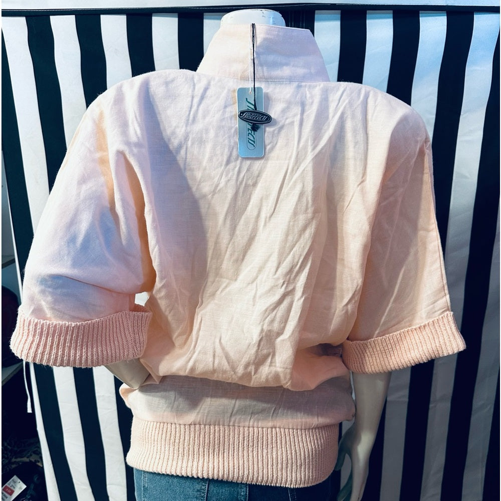 Side Effects 80s Vintage Cotton Knit / Linen Shoulder Pad Cardigan