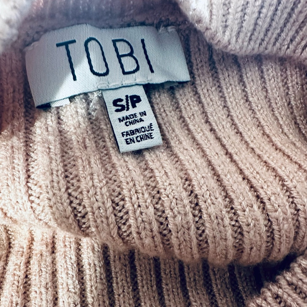 Tobi Peach Ribbed Crewneck Sweater