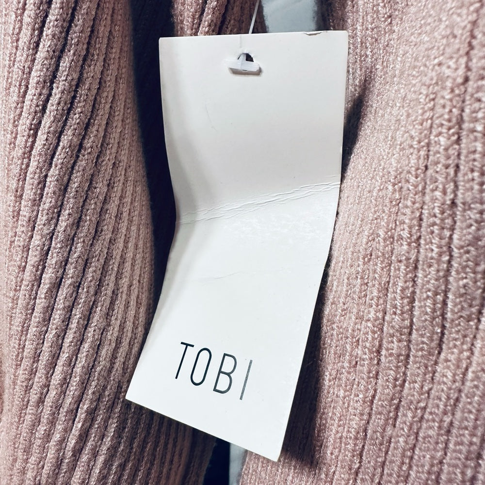 Tobi Peach Ribbed Crewneck Sweater