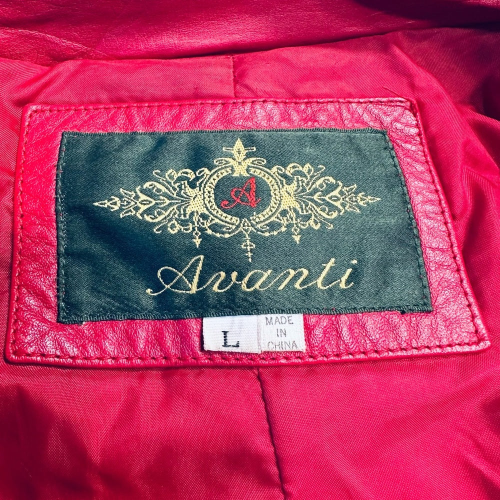 Avanti Red Leather Vintage Trench Coat