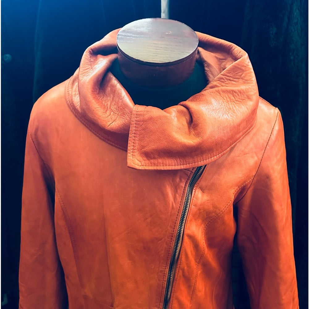 Jimmy’s Leather Collection Vintage Soft Burnt Orange Leather Jacket