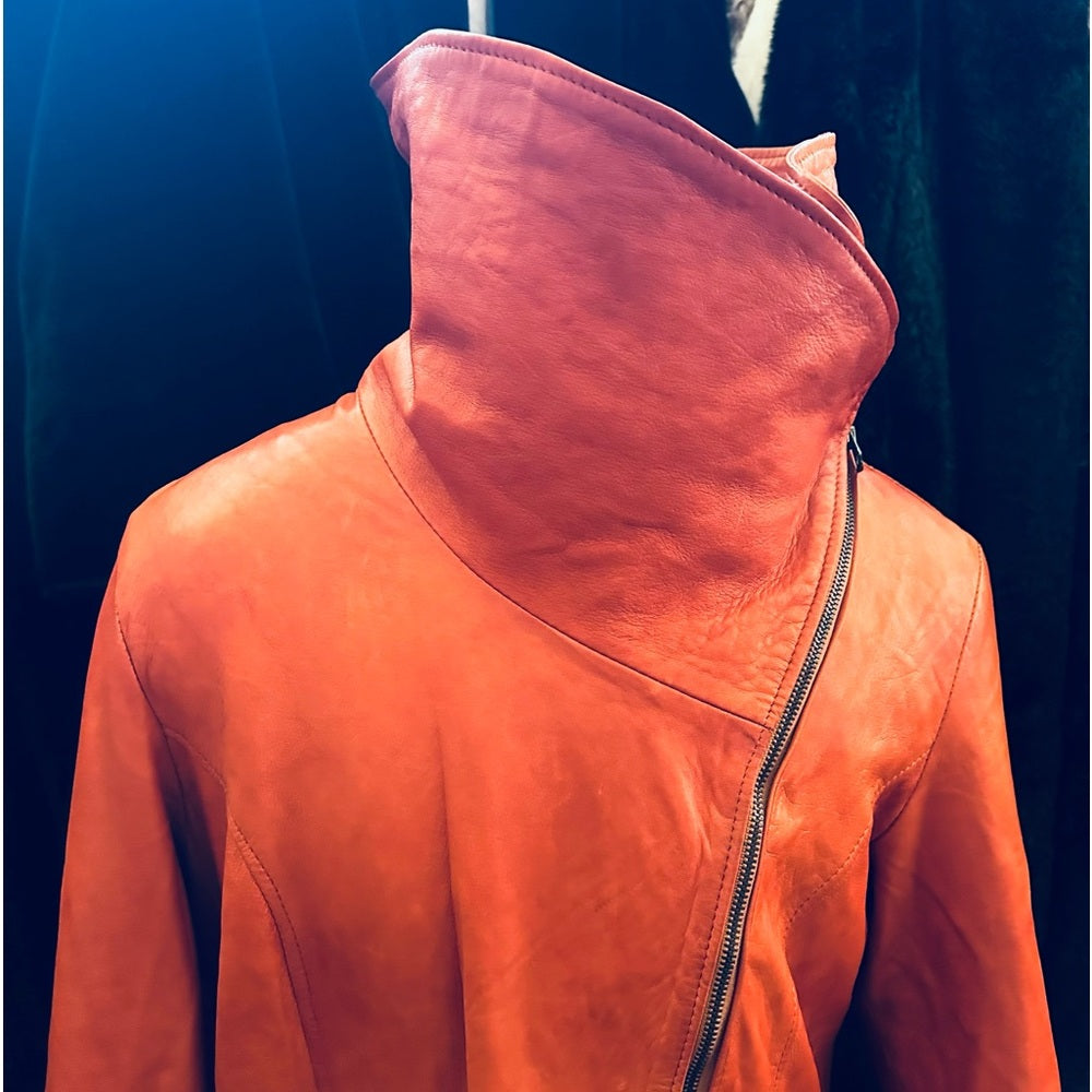 Jimmy’s Leather Collection Vintage Soft Burnt Orange Leather Jacket