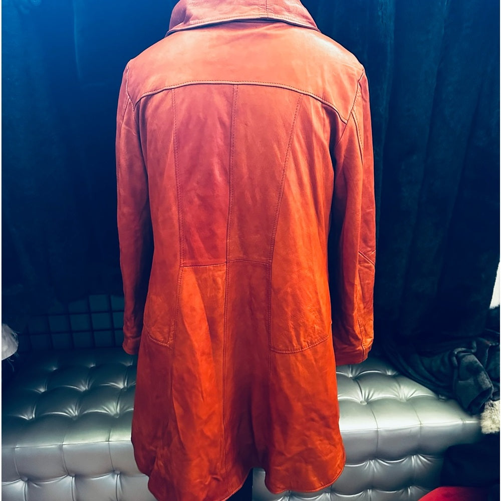 Jimmy’s Leather Collection Vintage Soft Burnt Orange Leather Jacket