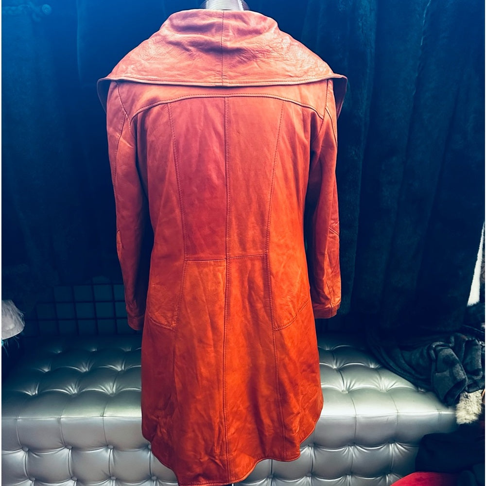 Jimmy’s Leather Collection Vintage Soft Burnt Orange Leather Jacket