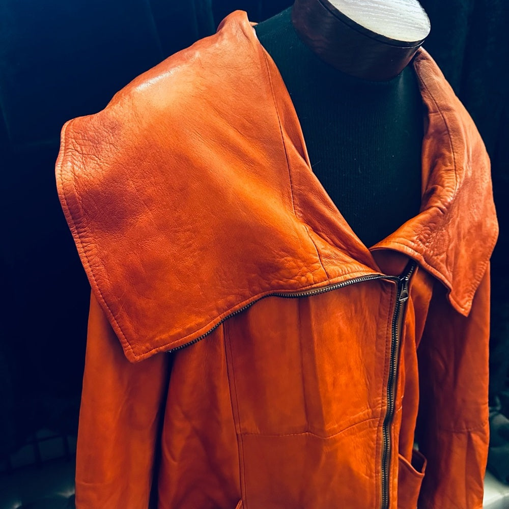 Jimmy’s Leather Collection Vintage Soft Burnt Orange Leather Jacket