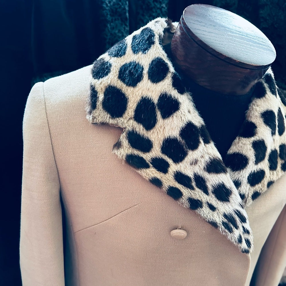 Bullock’s Southern California Vintage Wool Coat w/ Cheetah Fur Collar - RARE!