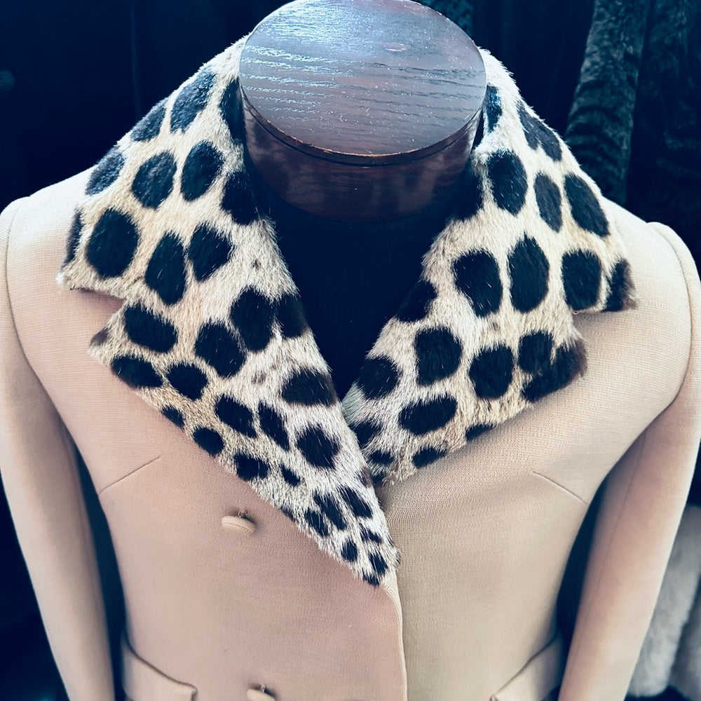 Bullock’s Southern California Vintage Wool Coat w/ Cheetah Fur Collar - RARE!
