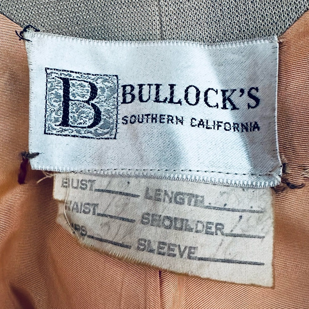 Bullock’s Southern California Vintage Wool Coat w/ Cheetah Fur Collar - RARE!