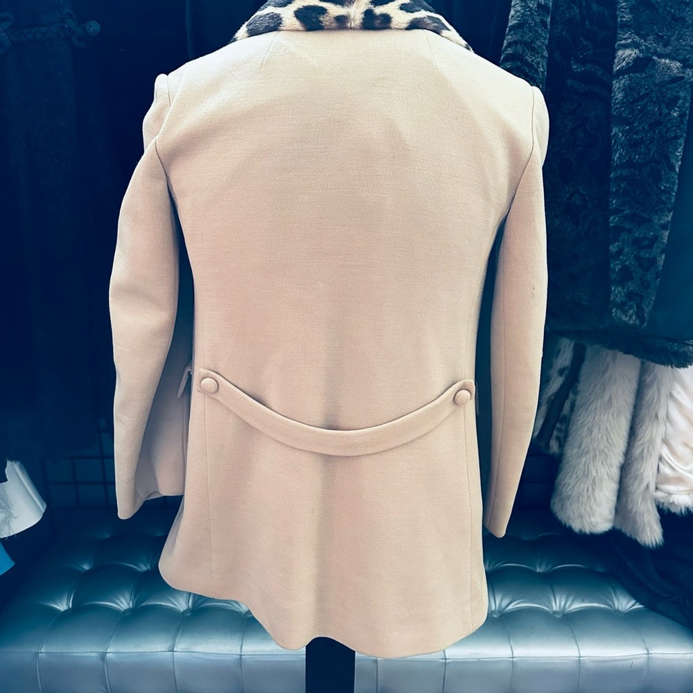 Bullock’s Southern California Vintage Wool Coat w/ Cheetah Fur Collar - RARE!