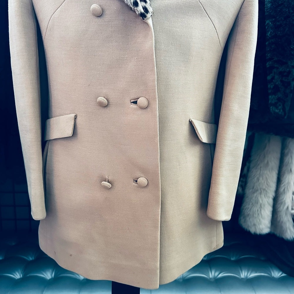 Bullock’s Southern California Vintage Wool Coat w/ Cheetah Fur Collar - RARE!