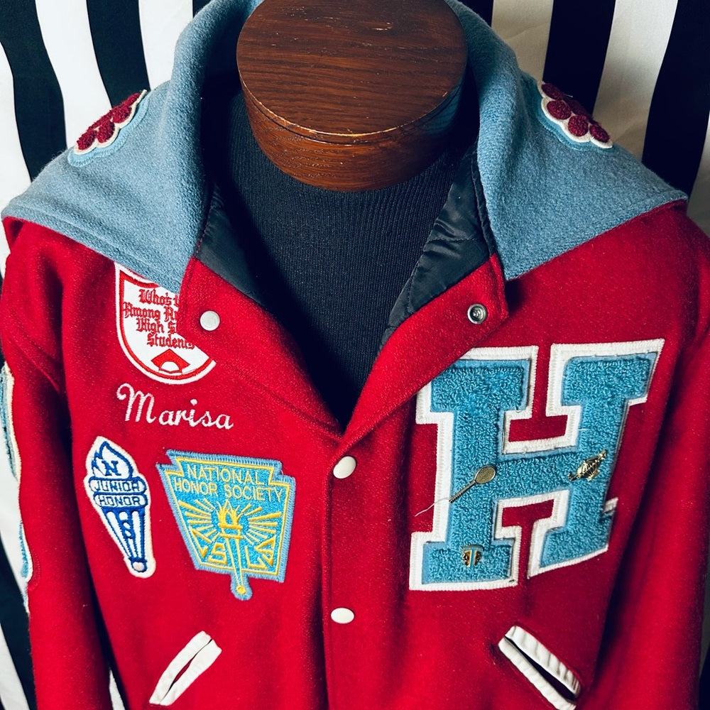 Holloway Vintage Hanover High School Varsity Letterman Jacket w/ Patches & Pins
