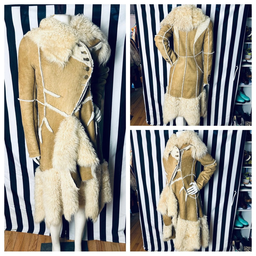 Artico Luxury French Military Style Suede Leather Shearling Coat - Excellent!