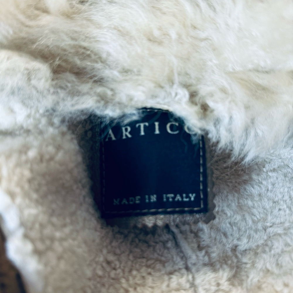 Artico Luxury French Military Style Suede Leather Shearling Coat - Excellent!