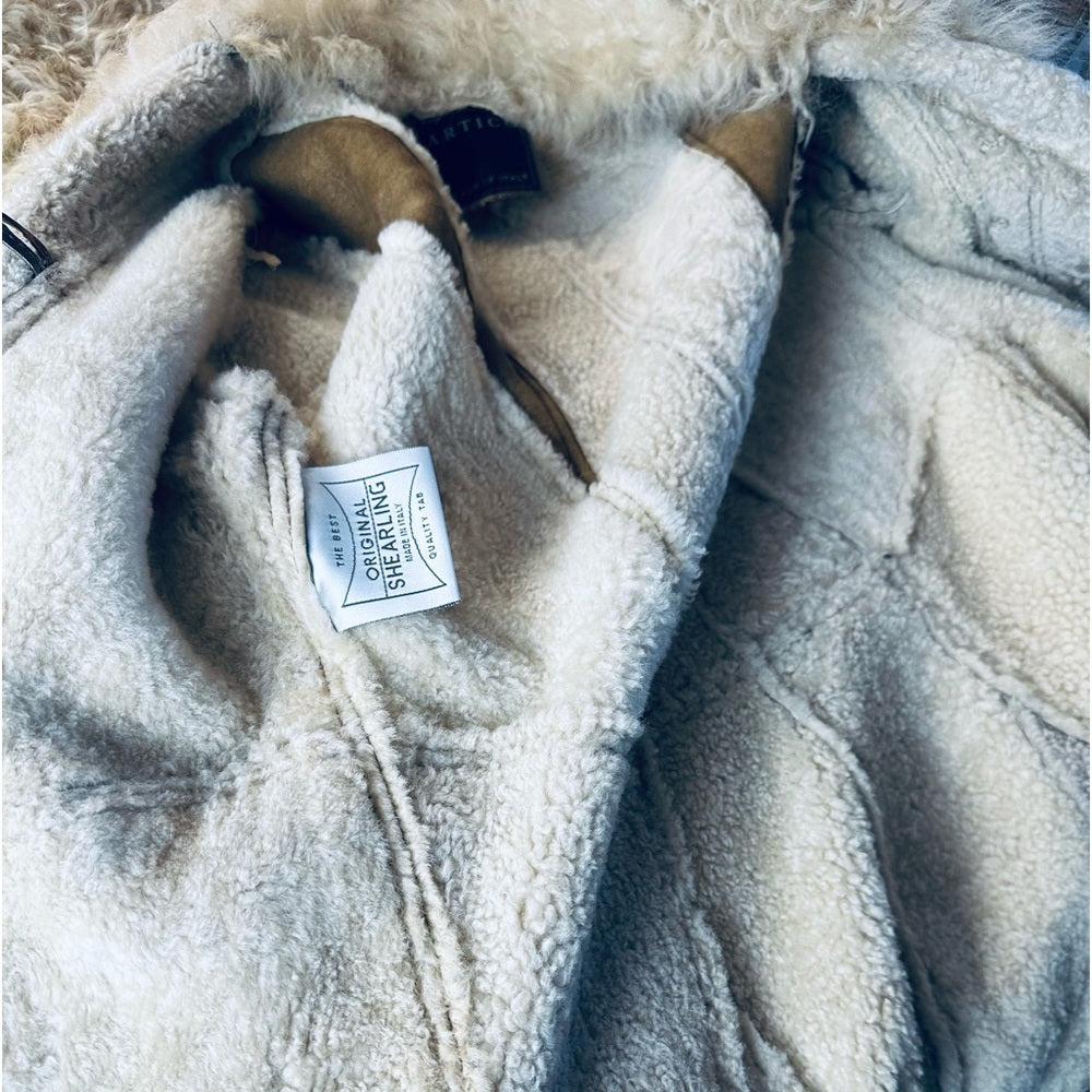 Artico Luxury French Military Style Suede Leather Shearling Coat - Excellent!