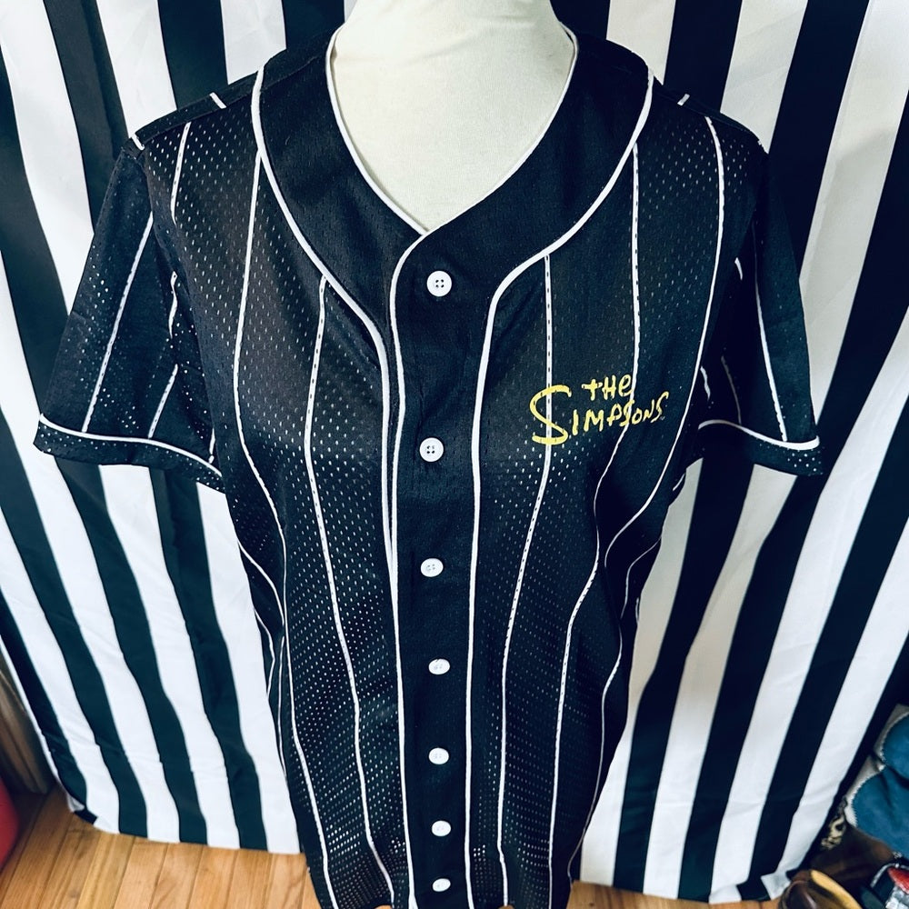 The Simpsons Electricuted Bart Pinstriped Baseball Jersey - NEW