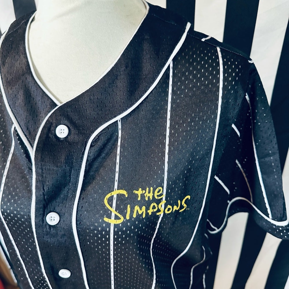The Simpsons Electricuted Bart Pinstriped Baseball Jersey - NEW