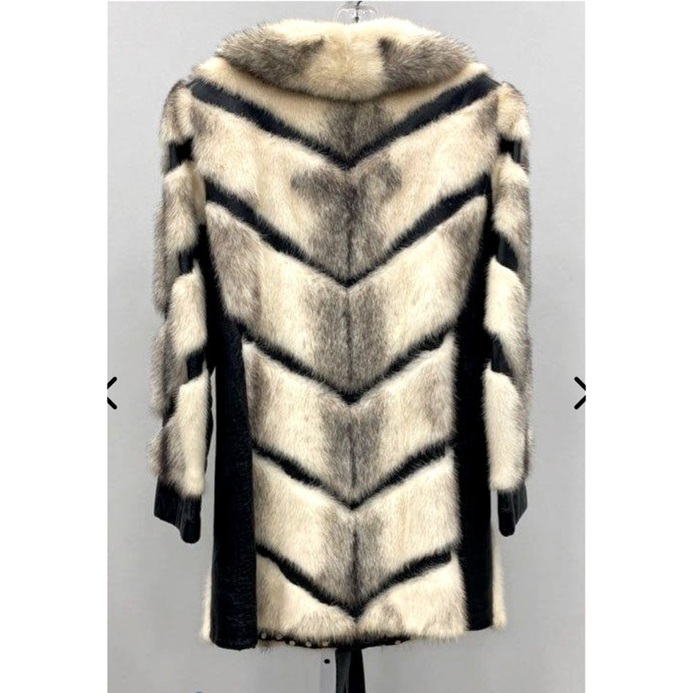 Jerome Wolk Jr. Furs Vintage RARE Blue Iris Mink and Leather Belted Coat