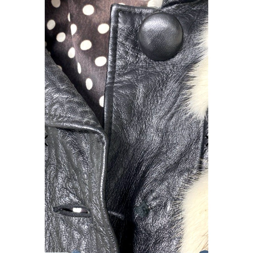 Jerome Wolk Jr. Furs Vintage RARE Blue Iris Mink and Leather Belted Coat