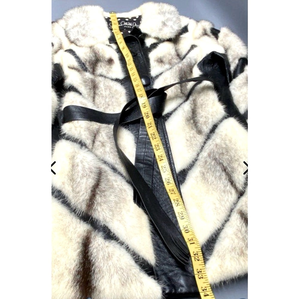 Jerome Wolk Jr. Furs Vintage RARE Blue Iris Mink and Leather Belted Coat