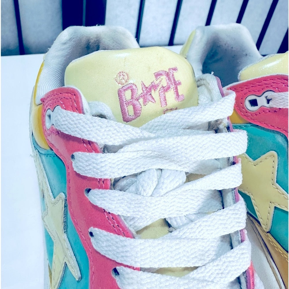 BAPE STA - A Bathing Ape RARE Low Sax Glitter Leather Cotton Candy VTG Sneakers