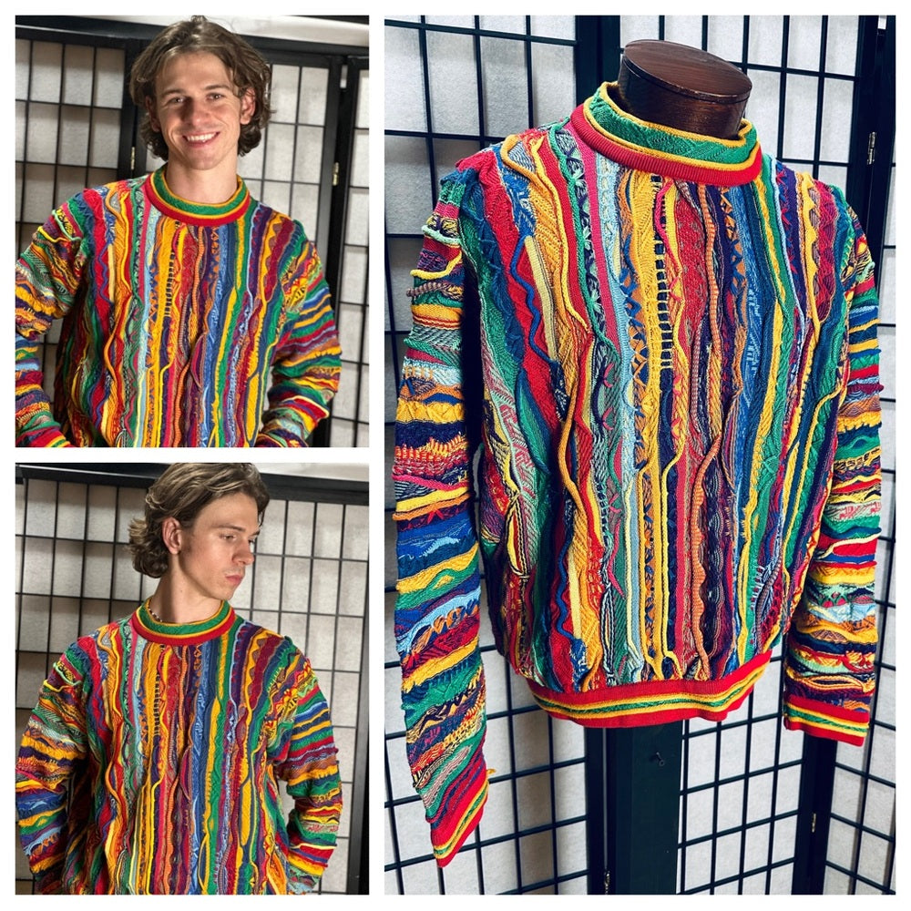 Wow!! Vintage 90s Classic Coogi 100% Mercerized Cotton Cable Knit Sweater