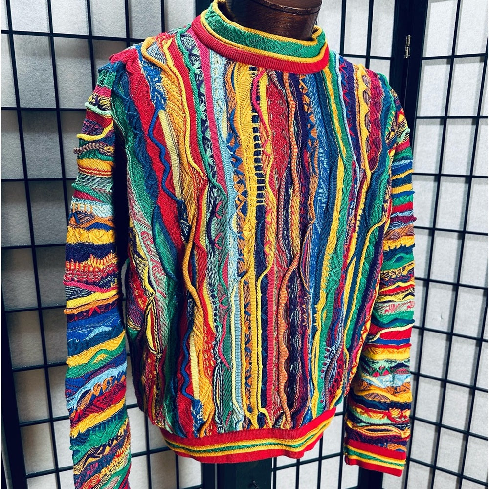 Wow!! Vintage 90s Classic Coogi 100% Mercerized Cotton Cable Knit Sweater