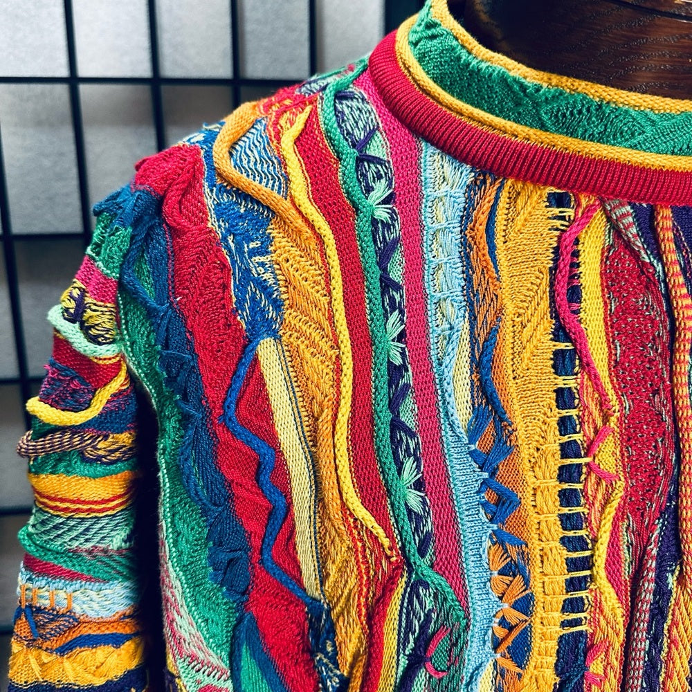 Wow!! Vintage 90s Classic Coogi 100% Mercerized Cotton Cable Knit Sweater