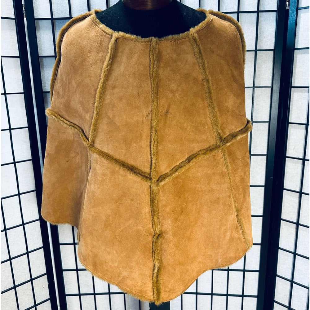 Ugg Suede Leather Shearling Acrylic Lined Poncho