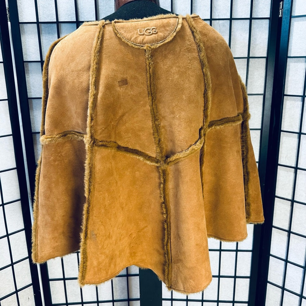 Ugg Suede Leather Shearling Acrylic Lined Poncho