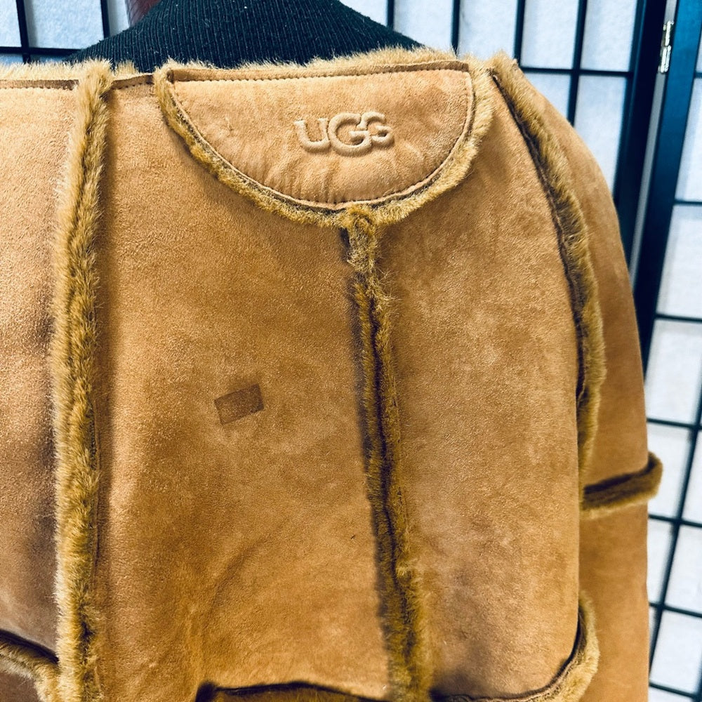 Ugg Suede Leather Shearling Acrylic Lined Poncho
