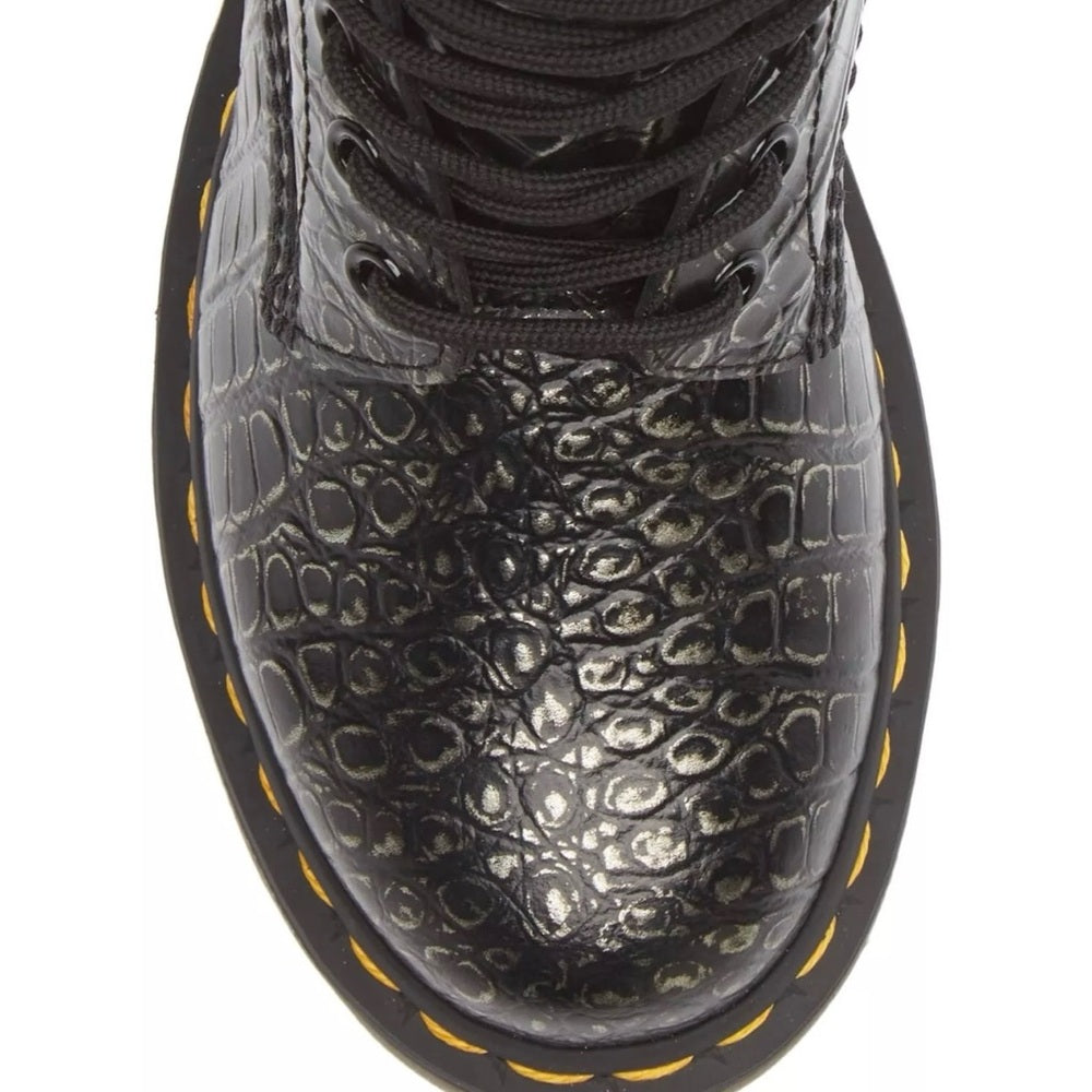 Dr. Martens 1460 Boots - Gunmetal Wild Croc Crocodile Embossed - NEW!