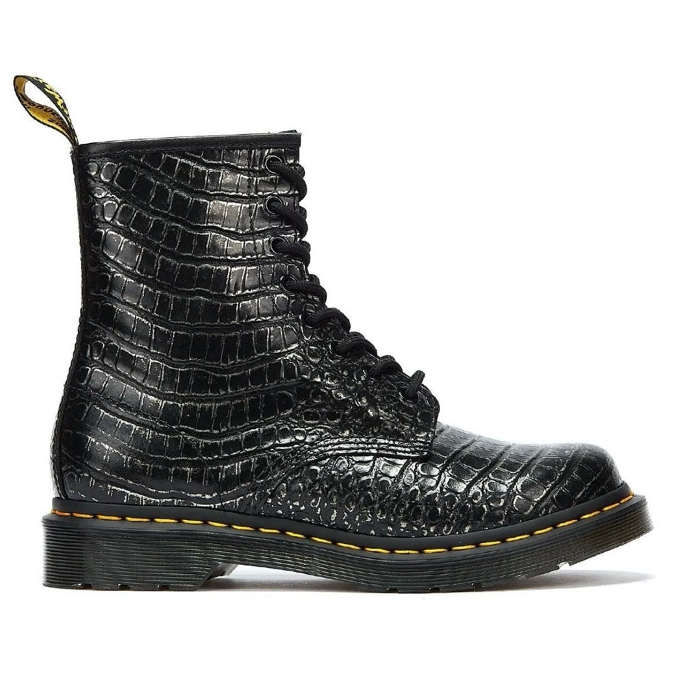 Dr. Martens 1460 Boots - Gunmetal Wild Croc Crocodile Embossed - NEW!