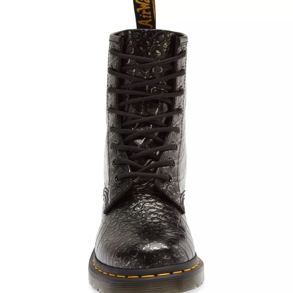 Dr. Martens 1460 Boots - Gunmetal Wild Croc Crocodile Embossed - NEW!