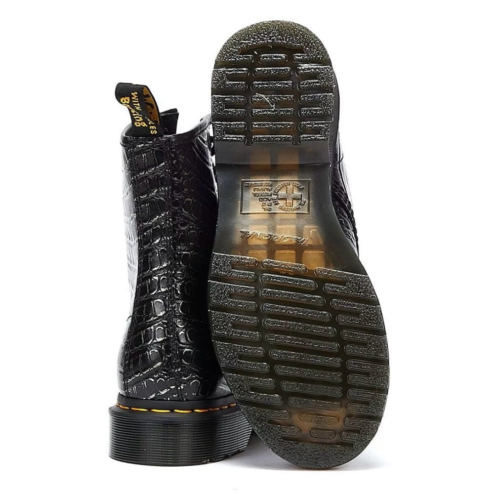 Dr. Martens 1460 Boots - Gunmetal Wild Croc Crocodile Embossed - NEW!