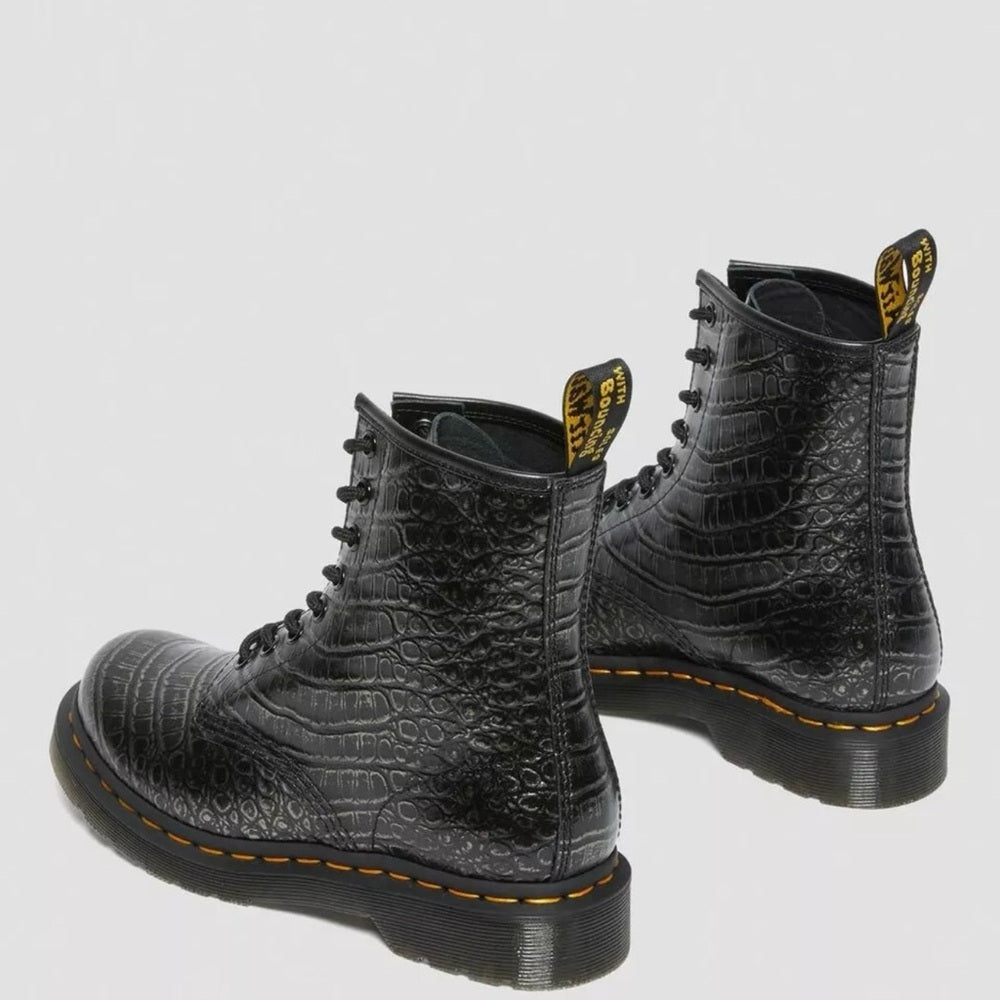 Dr. Martens 1460 Boots - Gunmetal Wild Croc Crocodile Embossed - NEW!