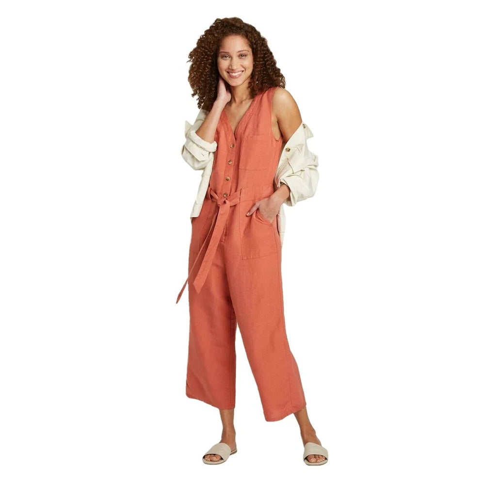 A NEW DAY WOMEN'S SLEEVELESS LINEN JUMPSUIT WITH BELT - New!