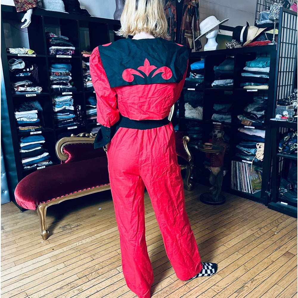 Side Effects Vintage (NEW) Deadstock 80s Red/Black Jumpsuit