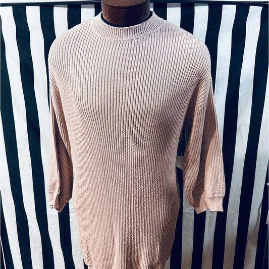 Tobi Peach Ribbed Crewneck Sweater