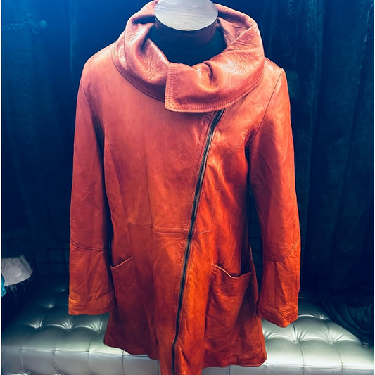 Jimmy’s Leather Collection Vintage Soft Burnt Orange Leather Jacket