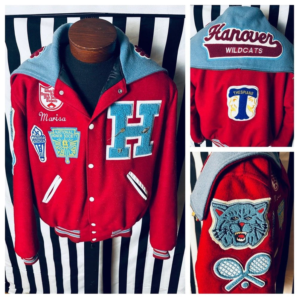 Holloway Vintage Hanover High School Varsity Letterman Jacket w/ Patches & Pins