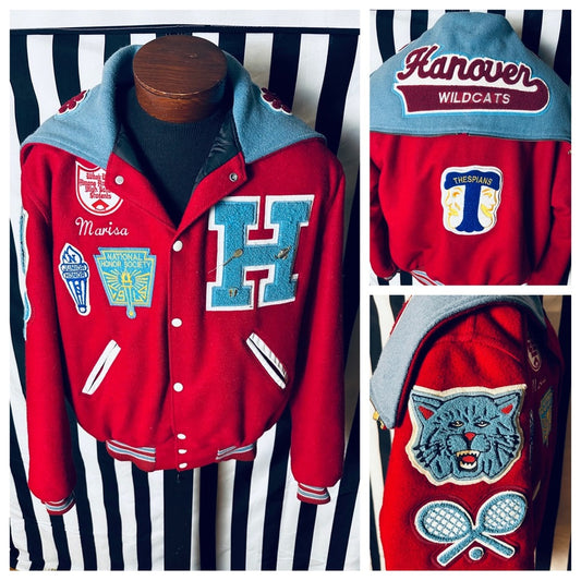 Holloway Vintage Hanover High School Varsity Letterman Jacket w/ Patches & Pins