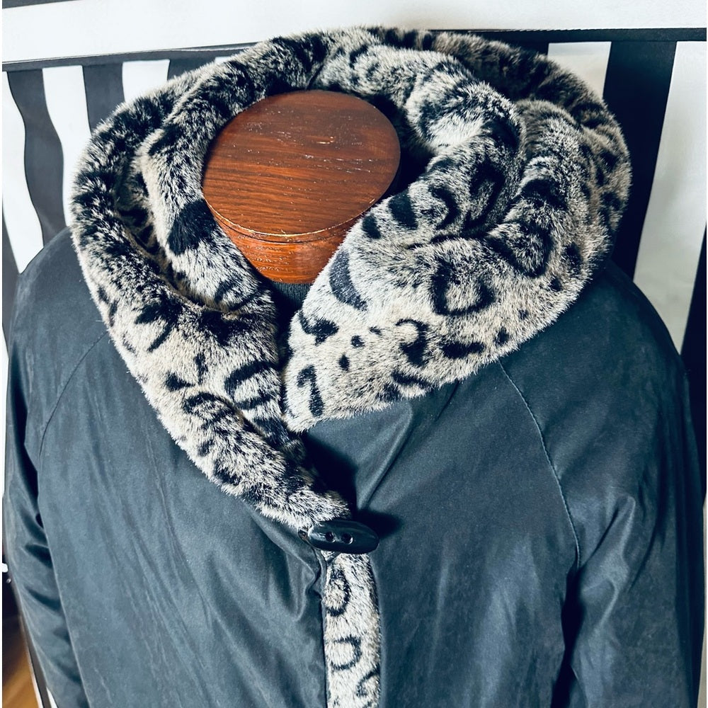 Jones New York Reversible Faux Fur Coat and Raincoat w/ Faux Fur Lining