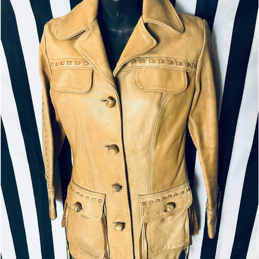 Ms. Pioneer Vintage Western Leather Jacket w/ Cool Toggle Clasps