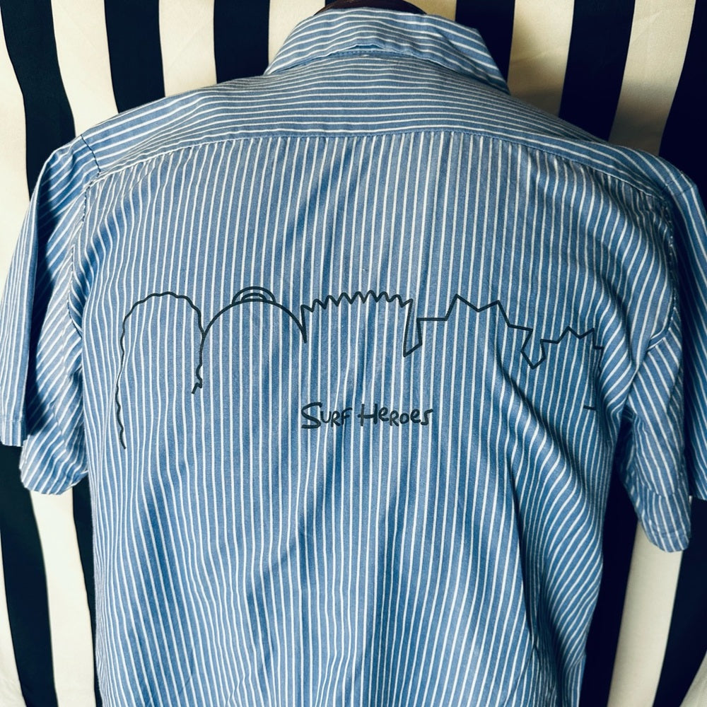 Surf Heroes x The Simpsons Pinstriped Button-up Shirt