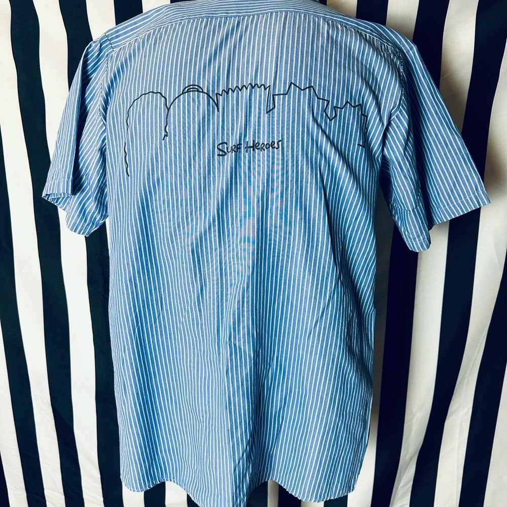 Surf Heroes x The Simpsons Pinstriped Button-up Shirt