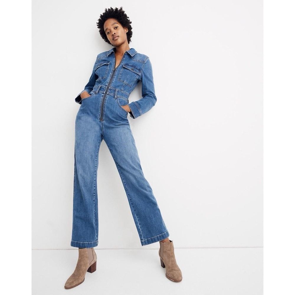 Madewell Denim Zip-Front Coverall Jumpsuit Western Edition Bramblewood Wash