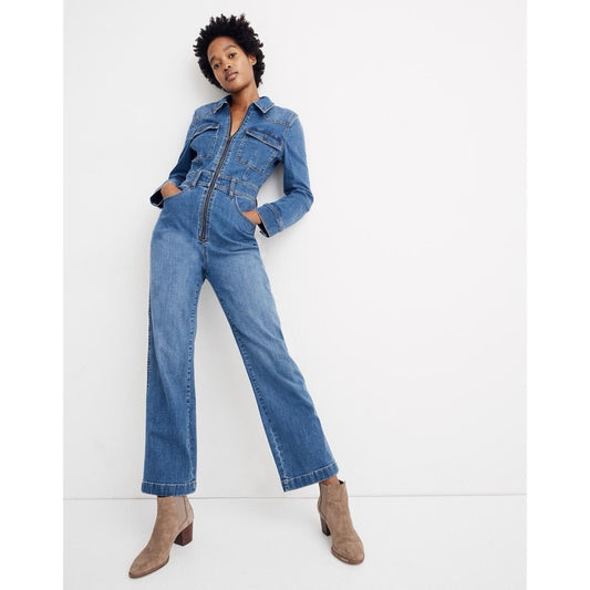 Madewell Denim Zip-Front Coverall Jumpsuit Western Edition Bramblewood Wash