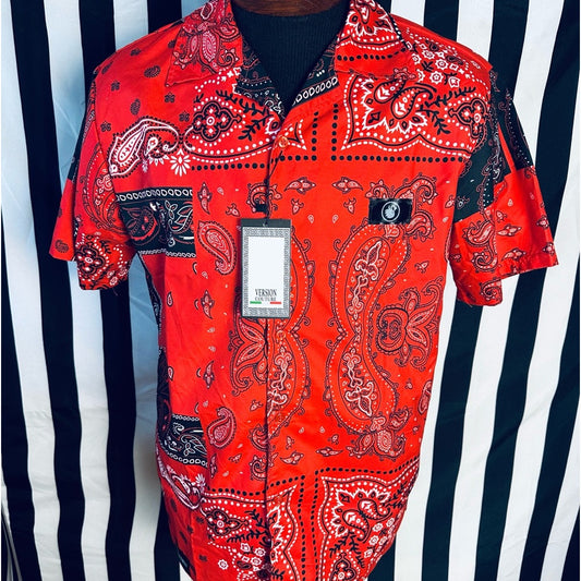 Version Couture Classic Fit Paisley Red/Black Bandana Shirt