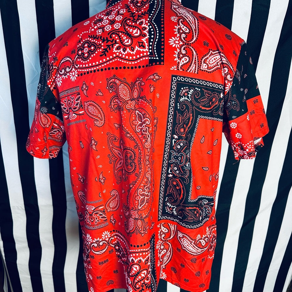Version Couture Classic Fit Paisley Red/Black Bandana Shirt