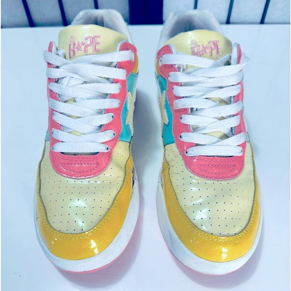 BAPE STA - A Bathing Ape RARE Low Sax Glitter Leather Cotton Candy VTG Sneakers